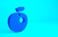 Blue Genetically modified apple icon isolated on blue background. GMO fruit. Minimalism concept. 3d illustration 3D render