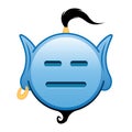 Blue genie cartoon emoji with expressionless face Royalty Free Stock Photo