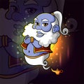 The blue genie is come on from the magical lamp esport logo design