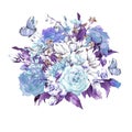 Blue Gentle Vintage Floral Greeting Card Royalty Free Stock Photo