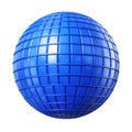 A blue geodesic sphere with a grid pattern on a clean white background globe 3D abstract Royalty Free Stock Photo