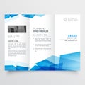 Blue geometric abstract triple fold brochure design template