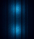 Blue geometric background with blue vertical curved lines and two light beams on black background. Print. Convex stripes Royalty Free Stock Photo