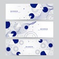 Blue geometric circle dot line triangle Memphis style banner background. Vector abstract graphic design banner pattern background Royalty Free Stock Photo