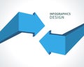 Blue geometric connection arrows infographics scheme business presentation realistic template vector