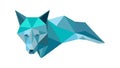 Blue Geometric Low Poly Wolf Head, vector design Generative AI Royalty Free Stock Photo