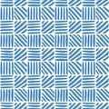 Blue geometric mosaic patchwork seamless pattern. Vector tile, checkered wallpaper, repeat background. Royalty Free Stock Photo