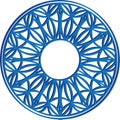 Blue geometric pattern in a circle. Vector mandala