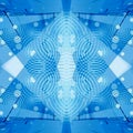 Blue Geometric Pattern. Kaleidoscopic abstract illustration. Fantastic space patterns