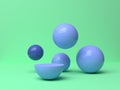 Sphere semi sphere blue color green backgrounf 3d render