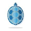 Blue geometric tortoise shell illustration with vibrant hexagonal pattern on white background Royalty Free Stock Photo