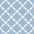 Blue geometric vector seamless pattern with floral shapes, lattice, crosses Royalty Free Stock Photo
