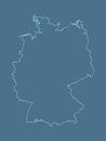 A blue German map with single border line and shading on dark background