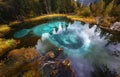 Blue geyser lake in Altai mountains, Altai Republic, Siberia, Russia