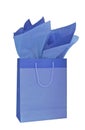 Blue gift bag with tissue paper Royalty Free Stock Photo