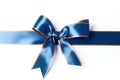Blue gift bow isolated on white background. Gift decorations. Generative AI Royalty Free Stock Photo