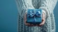 The blue gift box.AI generated image Royalty Free Stock Photo