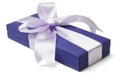 Blue gift box with big bow ribbon Royalty Free Stock Photo