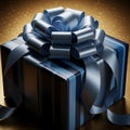 Blue Gift Box with Bow Royalty Free Stock Photo
