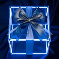 Blue Gift Box with Bow Royalty Free Stock Photo
