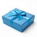 Blue gift box with a bow isolated on white background Royalty Free Stock Photo