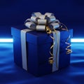Blue gift box with ribbon Royalty Free Stock Photo