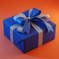 Blue gift box with ribbon Royalty Free Stock Photo