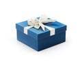 Blue gift box with white bow Royalty Free Stock Photo