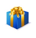 Blue gift box with the yellow ribbon