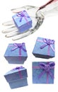 Blue Gift Boxes display collection Royalty Free Stock Photo