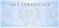 Blue Gift certificate (Voucher) template. Pattern Royalty Free Stock Photo