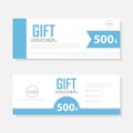 Blue Gift voucher template with colorful pattern,cute gift voucher certificate coupon design template Royalty Free Stock Photo