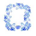 Blue ginkgo leaf wreath. Hand drawn watercolor.