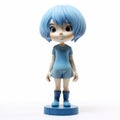 Blue Girl Anime Figurine With Skateboard - Maquette Style