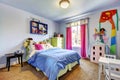 Blue girls bedroom interior. Child room. Royalty Free Stock Photo