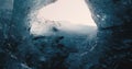 Blue Glacial Ice Close-up in Iceland in winter