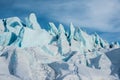 Blue Glacier ice towers usa front of glacial flow