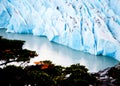 Blue glacier on the Lago Grey in Torres del Paine National Park. Glacier on lake.