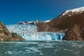 Blue glacier in mountain landscape