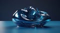 A blue glass art piece showcased on a table. Generative ai Royalty Free Stock Photo