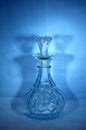 Blue Glass Bottle on Blue Background