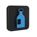 Blue Glass bottle of vodka icon isolated on transparent background. Black square button. Royalty Free Stock Photo