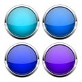 Blue glass buttons. Shiny round 3d web icons Royalty Free Stock Photo