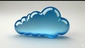 Blue glass cloud icon - 3d cloud icon isolated on white. 3d rendering Royalty Free Stock Photo