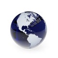 Blue Glass Earth Globe with North and South America in the Center. Elements of this Image Courtesy of NASA. Royalty Free Stock Photo