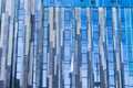 Blue glass facade of the modern university in Leipzig