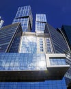 Blue glass facades of skyscrapers