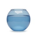 Blue Glass Fishbowl with Water on White Background Royalty Free Stock Photo