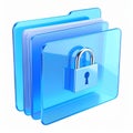 Blue Glass Folder Icon with Padlock: Digital Security Concept Royalty Free Stock Photo