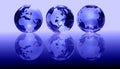 Blue glass globes